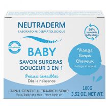 Neutraderm Baby Savon Surgras Douceur 3 en 1 100g pour Peau Sensible