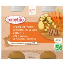 Babybio Repas Midi Pot Pomme de Terre Carotte Veau +8m Bio 2 x 200g - Viandes -