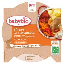 Babybio Repas Midi Assiette Légumes à la Basquaise Poulet Riz +15m Bio 260g - Viandes -