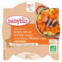 Babybio Repas Midi Assiette Patate Douce Pintade Pruneau +15m Bio 260g - Viandes -