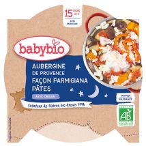 Babybio Repas Soir Assiette Aubergines Parmigiana Macaroni +15m Bio 260g - Pâtes, Légumes -