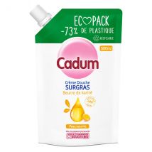Cadum Surgras Crème Douche Beurre de Karité Recharge 500ml - Nourrissant, Hydratant - pour Peau Sèche à Très Sèche