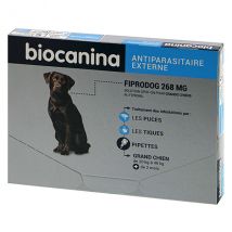 Biocanina Fiprodog 268mg Grand Chien de 20 à 40kg 3 pipettes - Anti-Puce, Anti-Tique -