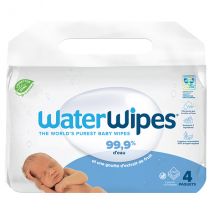 WaterWipes Lingettes Pures Lot de 4 x 60 lingettes pour Peau à Rougeurs
