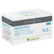 Marque Verte Soludiab Aiguille Ultrafine pour Stylo Injecteur d'Insuline 8mm 31G 100 unités