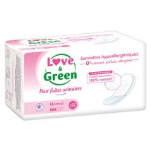 Love & Green Serviettes pour Fuites Urinaires Normal 12 unités Bio et Vegan- -