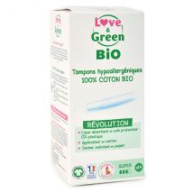 Love & Green Hygiène Féminine Tampon Hypoallergénique Avec Applicateur Super Bio 14 unités