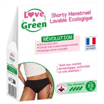 Love & Green Shorty Menstruel Lavable Ecologique Taille 36 Flux Abondant