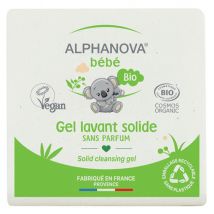 Alphanova Bébé Gel Lavant Solide Bio à l'Huile d'Olive 100g Vegan pour Peau Sensible, Peau Sèche à Très Sèche