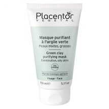 Placentor Masque Purifiant à l'Argile Verte Peaux Mixtes - Grasses 150ml - Purifiant et Reéquilibrant - pour Peau Mixte, Peau Grasse