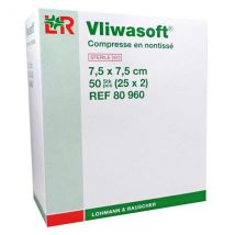 L&R Vliwasoft Compresse en Non-Tissé 30g S-2 7,5cmx7,5cm Boite-25s Stérile - Stérile -