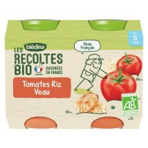 Blédina Les Récoltes Bio Pot Tomates Riz Veau +6m 2 x 200g - Salé, Viandes, Légumes -