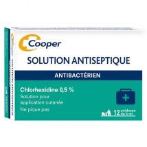 Cooper Solution Antiseptique 12 Unidoses de 5ml - Ne pique pas, Incolore -