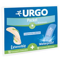 Urgo Premiers Soins Pansement Pocket 10 pansements extensibles + 10 pansements waterproof - Waterproof, Extensible, Protecteur -
