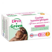 Love & Green Couches Hypoallergéniques T3 4-9kg 52 couches - Couche -