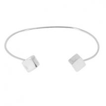 Bracelet en argent jonc ouvert deux carrés