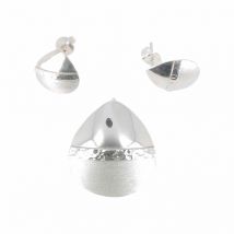 Parure ovales en argent lisse martelé et brossé