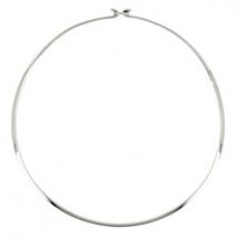 Collier torque rond et fermé en argent lisse