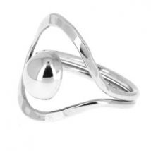 Bague en argent deux anneaux et demie-boule