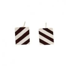 Boucles d'oreilles en argent et bois rectangle