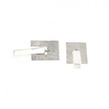 Boucles d'oreilles en argent brossé et lisse deux rectangles