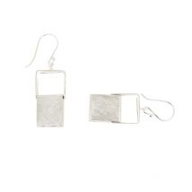 Boucles d'oreilles argent brossé double cube