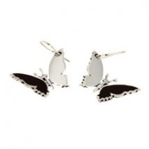 Boucles d'oreilles en argent et bois papillon petites ailes