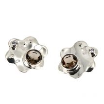 Boucles d'oreilles en argent et cristal grande fleur