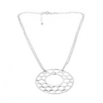 Collier en argent médaille ronde alvéolée et double chaîne