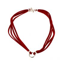 tour de cou cuir rouge