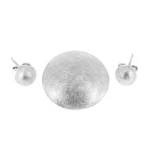 Parure argent brossé petit médaillon