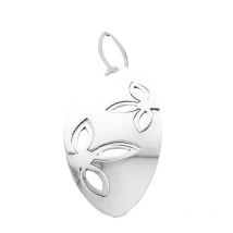 Pendentif argent en ovale avec fleur stylisée