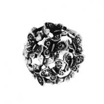 Bague en argent noirci multiples papillons