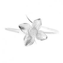 Bracelet en argent fleur quatre pétales striés