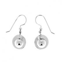 Boucles d'oreilles en argent cercle évidé et boule