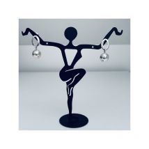 Boucles d'oreilles en argent ovale et perle d'argent