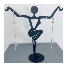 Boucles d'oreilles en argent une boule deux chaînettes