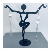 Boucles d'oreilles en argent trois disques et chaînettes