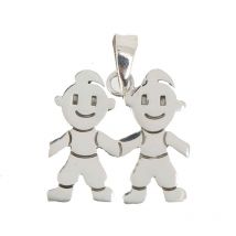 Pendentif Deux garçons en argent massif