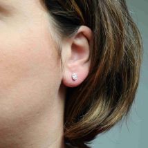 Boucles d'oreilles en argent martelé très petits ovales