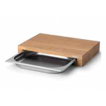 Planche à découper Continenta en bois 48x32,5cm avec bac en inox Chêne