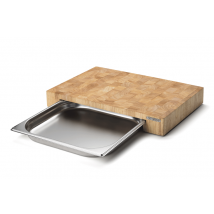 Planche à découper Continenta en bois 48x32,5cm avec bac en inox Hévéa