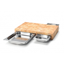 Planche à découper Continenta en bois 50x32,5cm avec 3 bacs en inox