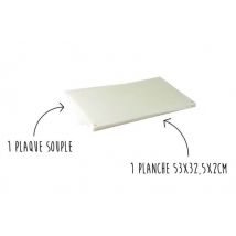 Ensemble 1 planche à découper professionnelle 53x32x2cm en polyéthylène + 1 plaque flexible