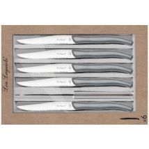 Lot de 6 couteaux à steak dentés Lou Laguiole Sky - lame 12cm manche ABS gris