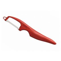Économe Kyocera vertical - double lame céramique et manche ABS rouge