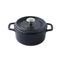 Cocotte ronde Invicta en fonte émaillée noire tous feux - 24cm