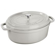 Cocotte en fonte émaillée ovale STAUB truffe blanche 31 cm