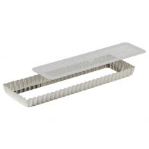 Moule à tarte maison Gobel rectangle cannelée fond perforée amovible - 35 x 11 x 2,5 cm