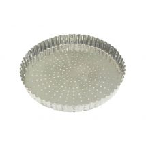 Tourtière en fer blanc Gobel ronde cannelée et perforée - fond fixe 22cm